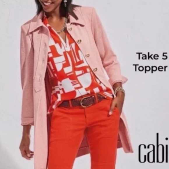 CAbi Jackets & Blazers - CAbi "Take 5 Topper" Light Pink Trench Coat